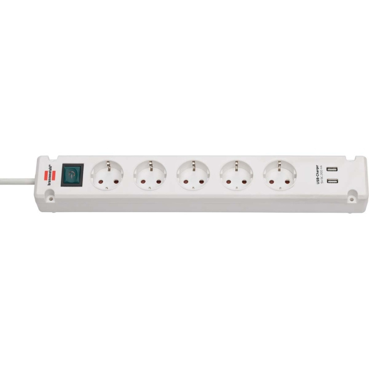 Bremounta socket strip 5-way with 2 USB charging sockets white 3.00 m H05VV-F 3G1.5 in the group HOME, HOUSEHOLD & GARDEN / Electricity & Lighting / Power strips at TP E-commerce Nordic AB (C08241)