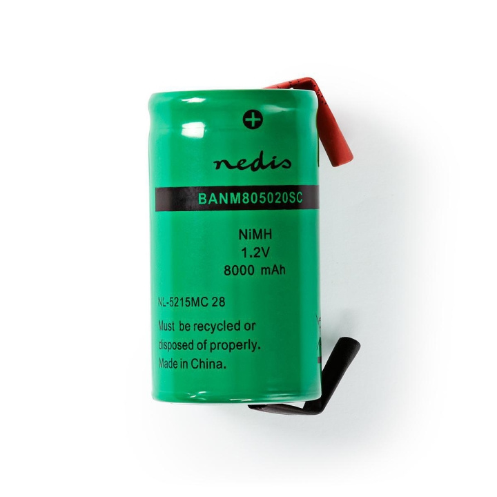 Nedis Rechargeable NiMH Battery Pack | 1.2 V DC | Rechargeable | 8000 mAh | Precharged | 1-Polybag | N/A | Solder Tabs | Green in the group HOME ELECTRONICS / Batteries & Chargers / Rechargable batteries / Other at TP E-commerce Nordic AB (C08254)