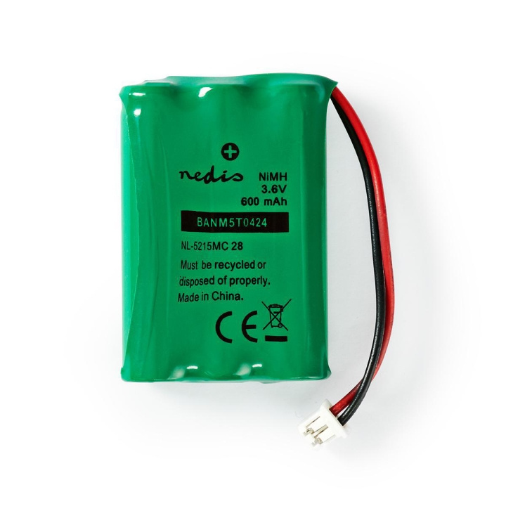 Nedis Rechargeable NiMH Battery Pack | 3.6 V DC | Rechargeable | 600 mAh | Precharged | 1-Polybag | N/A | 2-Fase Phone Connector | Green in the group HOME ELECTRONICS / Batteries & Chargers / Rechargable batteries / Other at TP E-commerce Nordic AB (C08255)