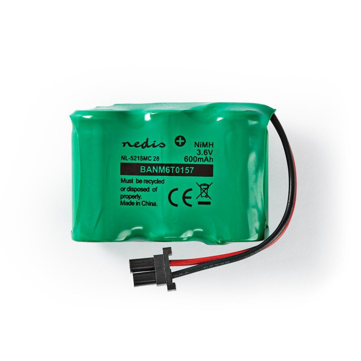 Nedis Rechargeable NiMH Battery Pack | 3.6 V DC | Rechargeable | 600 mAh | Precharged | 1-Polybag | N/A | 2-Fase Phone Connector | Green in the group HOME ELECTRONICS / Batteries & Chargers / Rechargable batteries / Other at TP E-commerce Nordic AB (C08256)