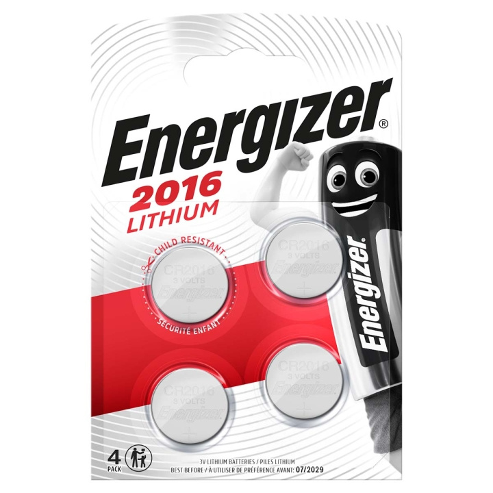 Energizer Lithium Button Cell Battery CR2016 | 3.2 V DC | 90 mAh | 4-Blister | Silver in the group HOME ELECTRONICS / Batteries & Chargers / Batteries / Button cell at TP E-commerce Nordic AB (C08286)