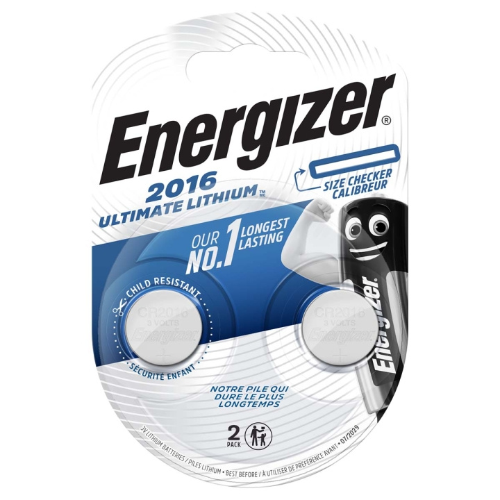 Energizer Lithium Button Cell Battery CR2016 | 2.6 V DC | 163 mAh | 2-Blister | Silver in the group HOME ELECTRONICS / Batteries & Chargers / Batteries / Button cell at TP E-commerce Nordic AB (C08287)