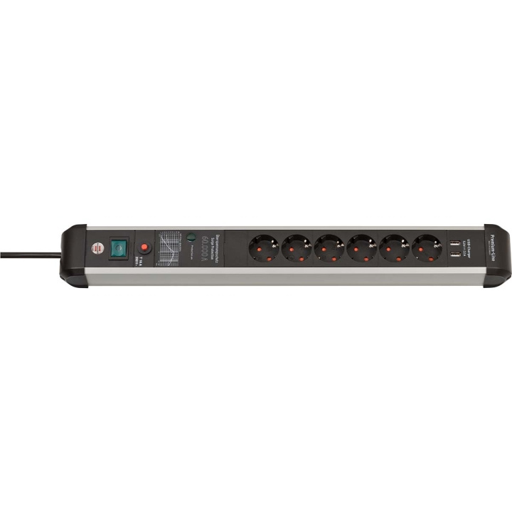 brennenstuhl Premium-Protect-Line 60,000A power strip with surge protection and USB 6-way 3m H05VV-F 3G1,5 in the group HOME, HOUSEHOLD & GARDEN / Electricity & Lighting / Power strips at TP E-commerce Nordic AB (C08296)