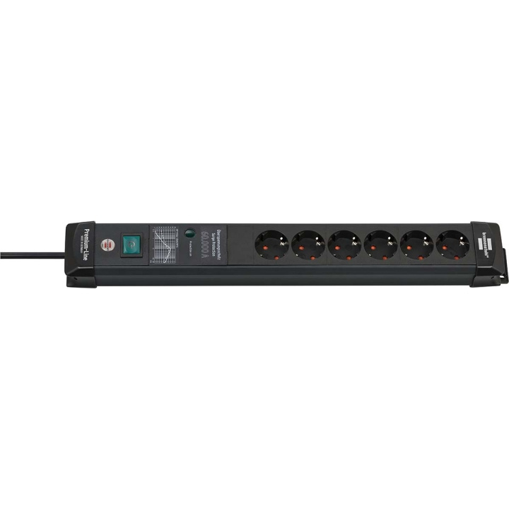 brennenstuhl Premium-Line 60.000A power strip with surge protection 6-Way Black 3m H05VV-F 3G1,5 in the group HOME, HOUSEHOLD & GARDEN / Electricity & Lighting / Power strips at TP E-commerce Nordic AB (C08298)