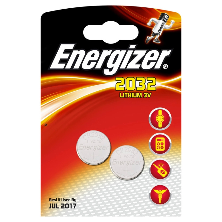 ENERGIZER Batteri CR2032 Lithium 2-pack in the group HOME ELECTRONICS / Batteries & Chargers / Batteries / Button cell at TP E-commerce Nordic AB (C08417)