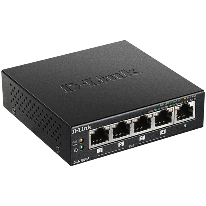 D-Link DGS-1005P 5-Port Gigabit PoE+ in the group COMPUTERS & PERIPHERALS / Network / Switches / 10/100Mbps at TP E-commerce Nordic AB (C08621)