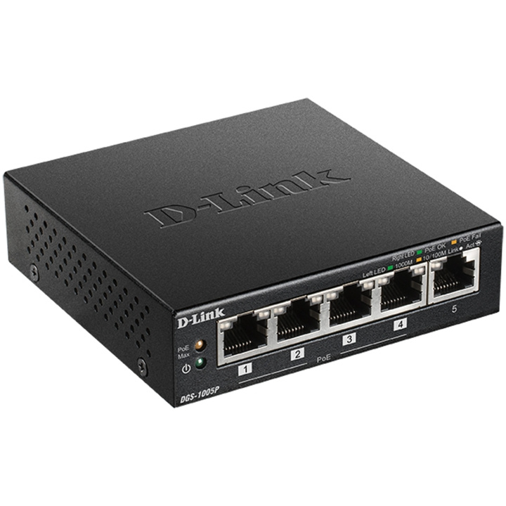 D-Link DGS-1005P 5-Port Gigabit PoE+ in the group COMPUTERS & PERIPHERALS / Network / Switches at TP E-commerce Nordic AB (C08621)