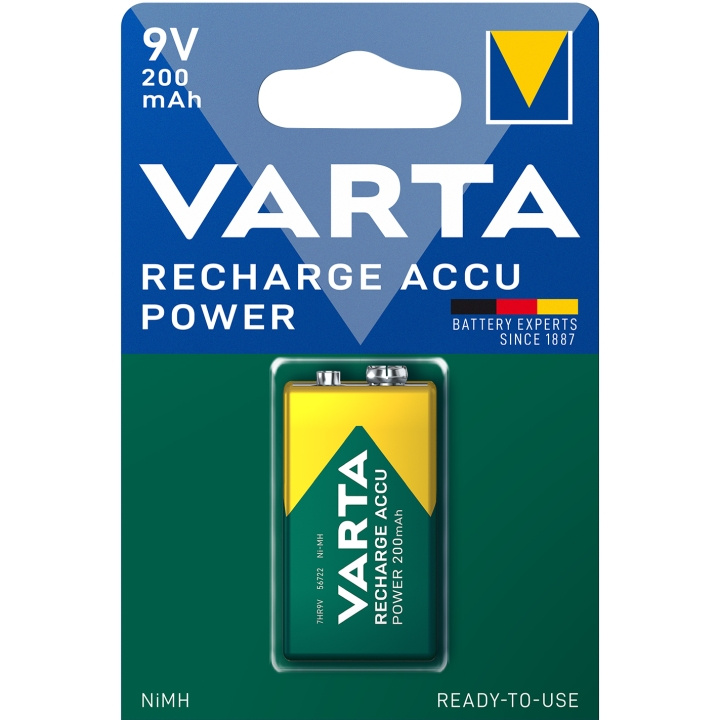 Varta Laddningsbart batteri 9V 200 m in the group HOME ELECTRONICS / Batteries & Chargers / Batteries / 9V at TP E-commerce Nordic AB (C08711)