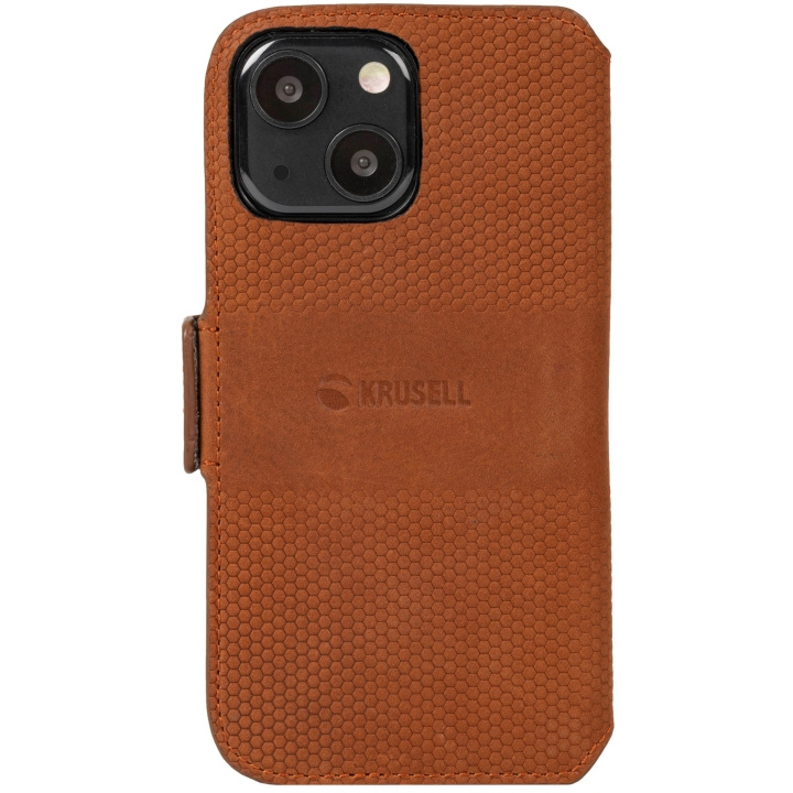 Krusell Leather Phone Wallet iPhone 13 Cognac in the group SMARTPHONE & TABLETS / Phone cases / Apple / iPhone 13 / Wallet Case at TP E-commerce Nordic AB (C08754)