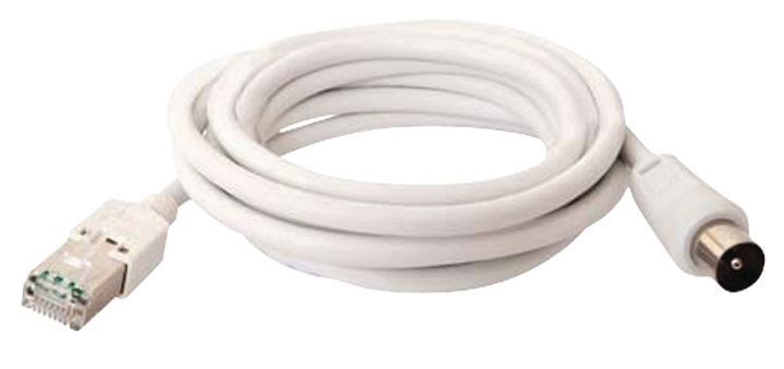 Coax Cable Coax Male - RJ45 (8P8C) Male 2.00 m White in the group HOME ELECTRONICS / Cables & Adapters / Antenna cables & Accessories / Antenna cables at TP E-commerce Nordic AB (C11538)