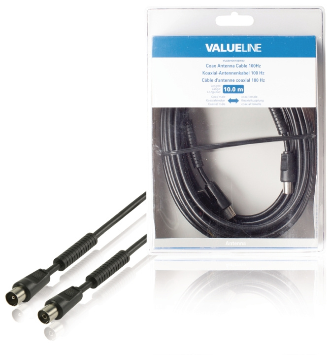 Valueline Coax Cable 100 dB Coax Male - Coax Female 10.0 m Black in the group HOME ELECTRONICS / Cables & Adapters / Antenna cables & Accessories / Antenna cables at TP E-commerce Nordic AB (C11542)
