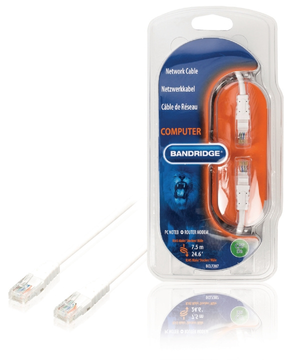 Bandridge CAT5e UTP Network Cable RJ45 (8P8C) Male - RJ45 (8P8C) Male 7.50 m White in the group COMPUTERS & PERIPHERALS / Computer cables / Network cables / Cat5e at TP E-commerce Nordic AB (C11543)