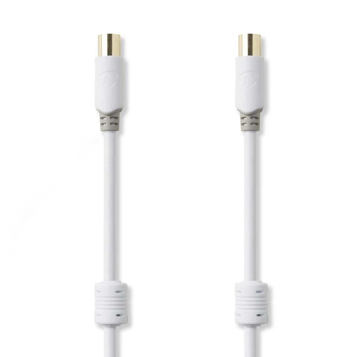 Coax Cable | IEC (Coax) Male | IEC (Coax) Female | Gold Plated | 75 Ohm | Double Shielded | 5.00 m | Round | PVC | White | Polybag in the group HOME ELECTRONICS / Cables & Adapters / Antenna cables & Accessories / Antenna cables at TP E-commerce Nordic AB (C11591)