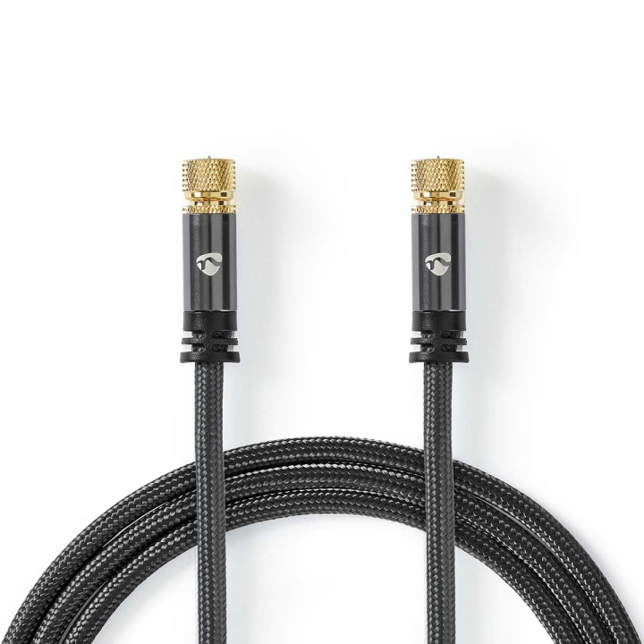 Nedis Satellite & Antenna Cable | F Male | F Male | Gold Plated | 75 Ohm | Quad Shielded | 2.00 m | Round | Cotton | Grey / Gun Metal Grey | Cover Window Box in the group HOME ELECTRONICS / Cables & Adapters / Antenna cables & Accessories / Antenna cables at TP E-commerce Nordic AB (C11691)