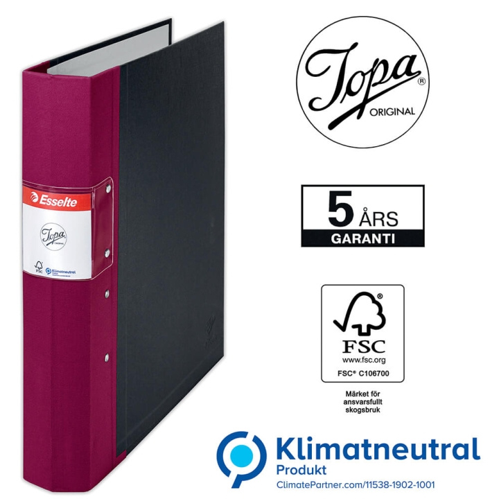 <h2>Jopa binder from ESSELTE for A4</h2><ul><li>The world\'s first climate-neutral wooden back binder</li><li>Ergonomic Jopa button for easier opening and closing</li><li>Extra edge reinforcement</li><li>Spine width: 60mm</li><li>Capacity: 450 sheets (80 g in the group HOME, HOUSEHOLD & GARDEN / Office material / Other at TP E-commerce Nordic AB (C11767)
