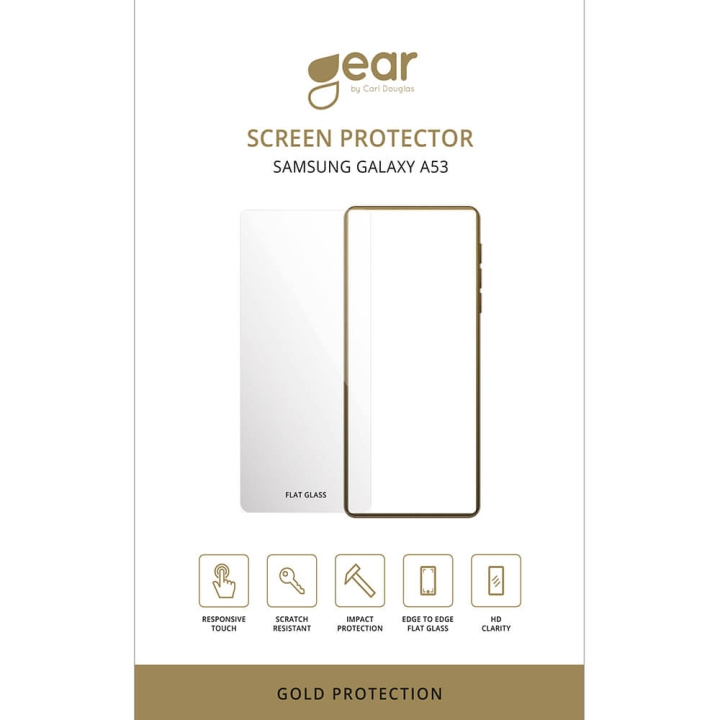 Gear Glass Prot. Flat Case Friendly 2.5D GOLD Samsung Galaxy A53 5G in the group SMARTPHONE & TABLETS / Phone cases / Samsung at TP E-commerce Nordic AB (C11831)