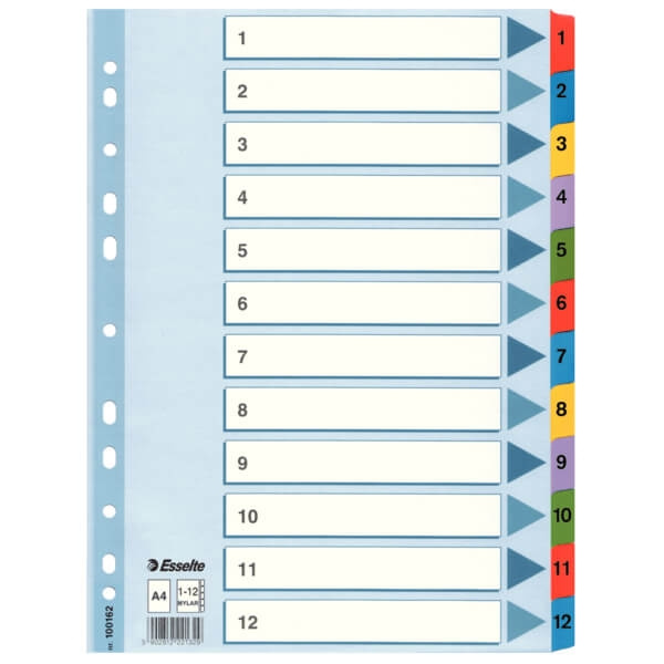 ESSELTE Register Mylar A4/1-12 Multifärgat in the group HOME, HOUSEHOLD & GARDEN / Office material / Other at TP E-commerce Nordic AB (C11983)