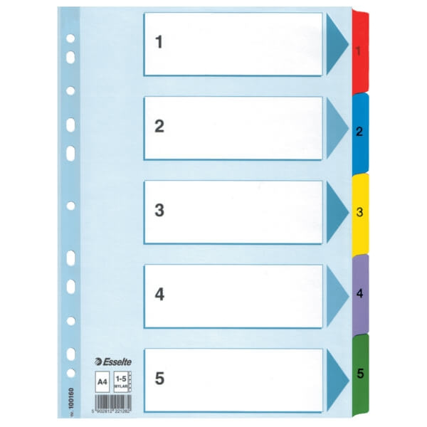 ESSELTE Register Mylar A4/1-5 in the group HOME, HOUSEHOLD & GARDEN / Office material / Other at TP E-commerce Nordic AB (C11986)