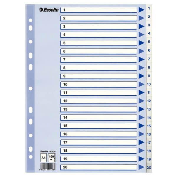 ESSELTE Register Non-Stop A4/1-20 Vit in the group HOME, HOUSEHOLD & GARDEN / Office material / Other at TP E-commerce Nordic AB (C11990)