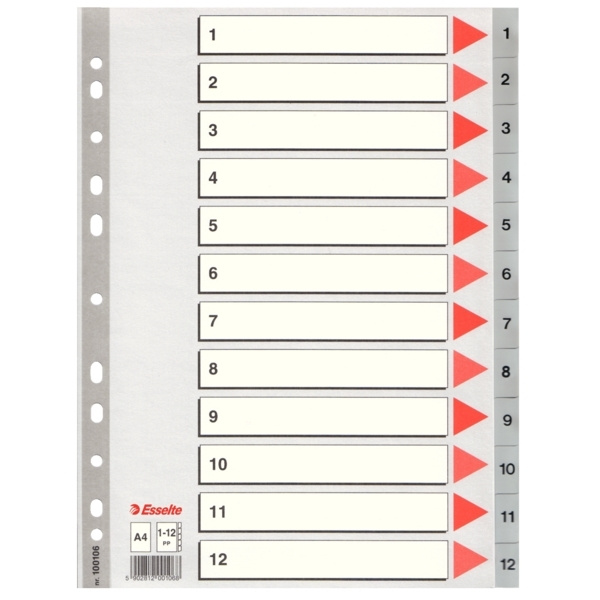 ESSELTE Register PP A4/1-12 Grå in the group HOME, HOUSEHOLD & GARDEN / Office material / Other at TP E-commerce Nordic AB (C11999)