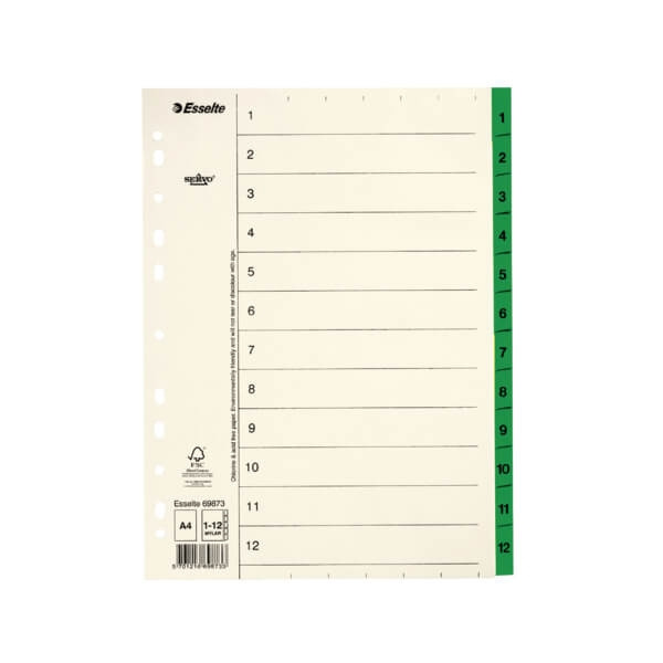 ESSELTE ESSELTE Register Servo A4/1-12 Green in the group HOME, HOUSEHOLD & GARDEN / Office material / Other at TP E-commerce Nordic AB (C12009)