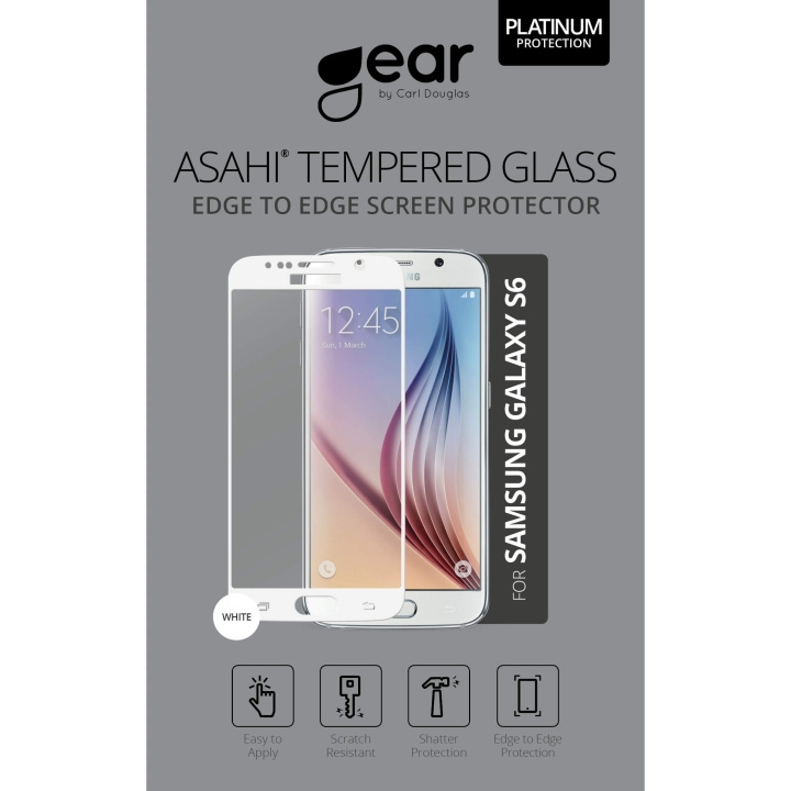 GEAR Glass Prot. 3D Samsung S6 Full Fit White in the group SMARTPHONE & TABLETS / Phone cases / Samsung at TP E-commerce Nordic AB (C12363)