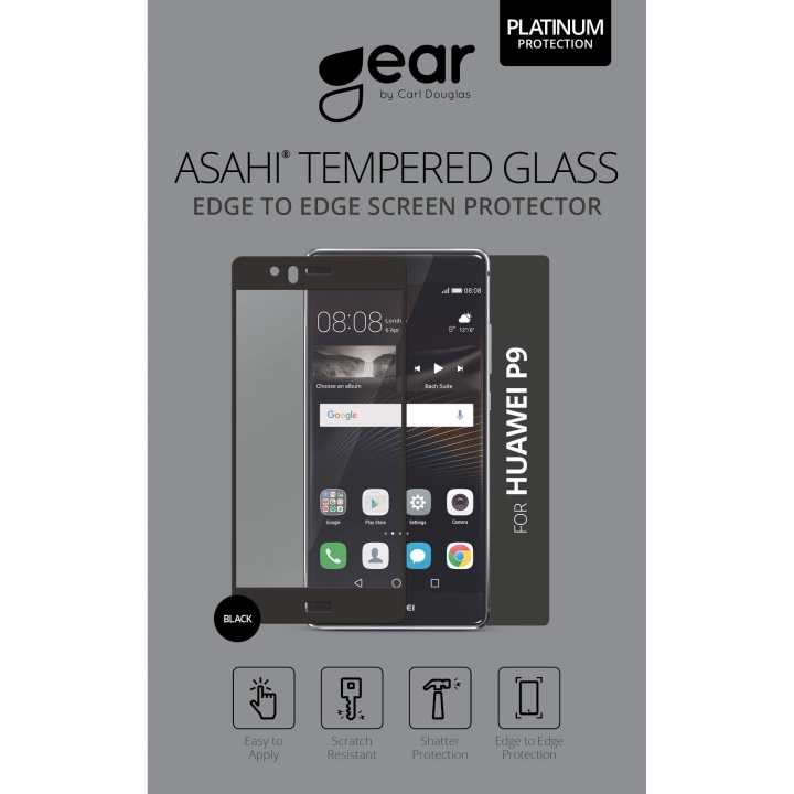GEAR Glass Prot. 3D Full Fit Black Huawei P9 in the group SMARTPHONE & TABLETS / Phone cases / Huawei at TP E-commerce Nordic AB (C12368)