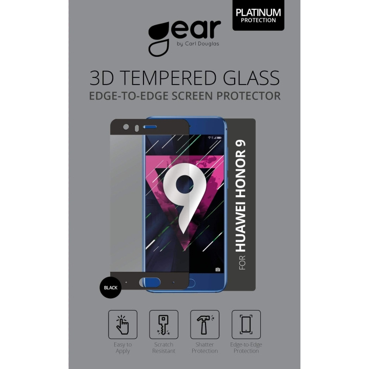 Gear Glass Prot. 3D Huawei Honor 9 Edge to Edge Black in the group SMARTPHONE & TABLETS / Phone cases / Huawei/Honor at TP E-commerce Nordic AB (C12395)