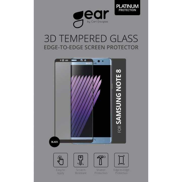 GEAR Glass Prot. 3D Samsung Note 8 Edge to Edge Black in the group SMARTPHONE & TABLETS / Phone cases / Samsung at TP E-commerce Nordic AB (C12398)