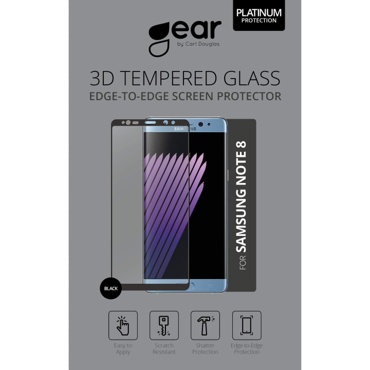 Gear Glass Prot. 3D Samsung Note 8 Edge to Edge Black in the group SMARTPHONE & TABLETS / Phone cases / Samsung at TP E-commerce Nordic AB (C12398)