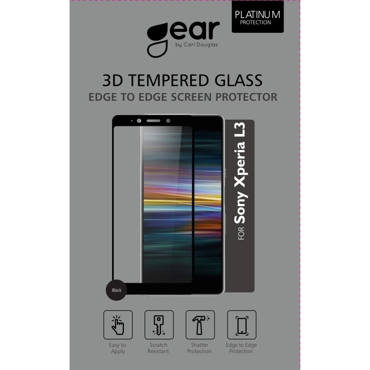 GEAR Glass Prot. 3D Full Cover Black Sony L3 in the group SMARTPHONE & TABLETS / Phone cases / Sony at TP E-commerce Nordic AB (C12413)