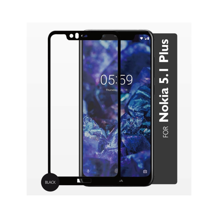 GEAR Glass Prot. 2,5D Full Cover Nokia 5.1 Plus in the group SMARTPHONE & TABLETS / Phone cases / Nokia/Microsoft at TP E-commerce Nordic AB (C12417)