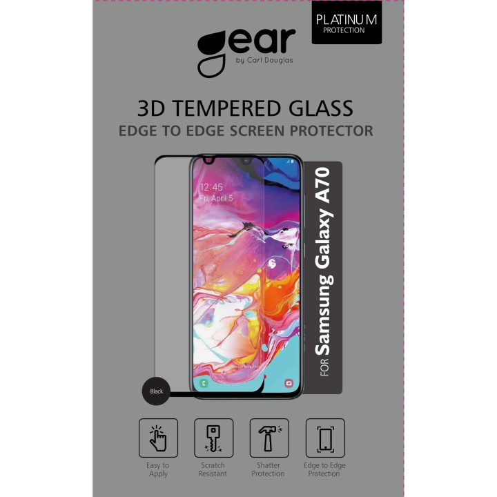Gear Glass Prot. 3D Full Cover Black Samsung A70 in the group SMARTPHONE & TABLETS / Phone cases / Samsung at TP E-commerce Nordic AB (C12420)