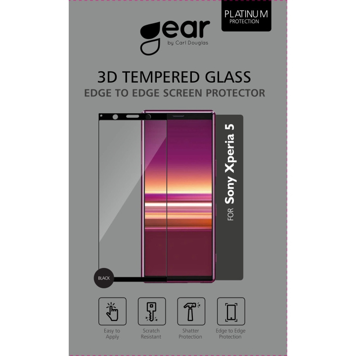 GEAR Glass Prot. 3D Full Cover Böack Sony Xperia 5 in the group SMARTPHONE & TABLETS / Phone cases / Sony at TP E-commerce Nordic AB (C12433)