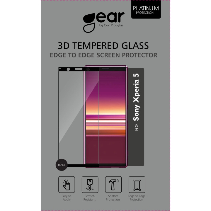Gear Glass Prot. 3D Full Cover Böack Sony Xperia 5 in the group SMARTPHONE & TABLETS / Phone cases / Sony at TP E-commerce Nordic AB (C12433)