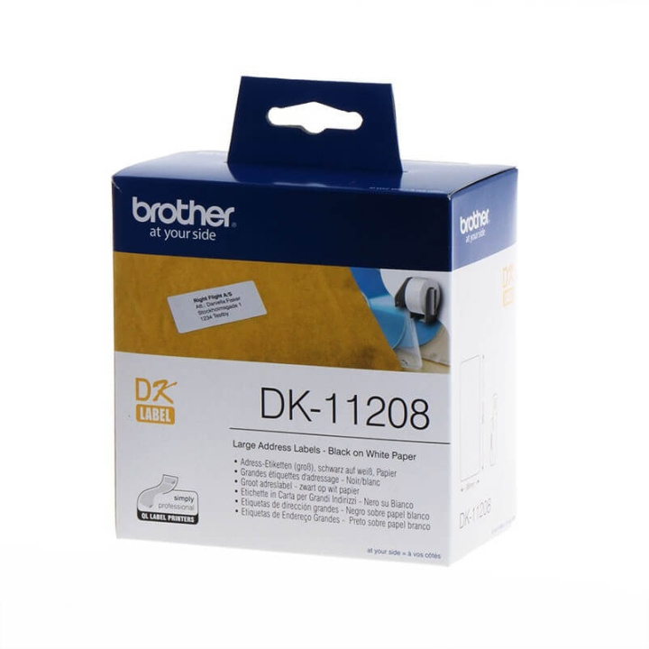 Brother Labels DK11208 38x90mm Black on White in the group COMPUTERS & PERIPHERALS / Printers & Accessories / Printers / Zebra & Lable printers at TP E-commerce Nordic AB (C12639)