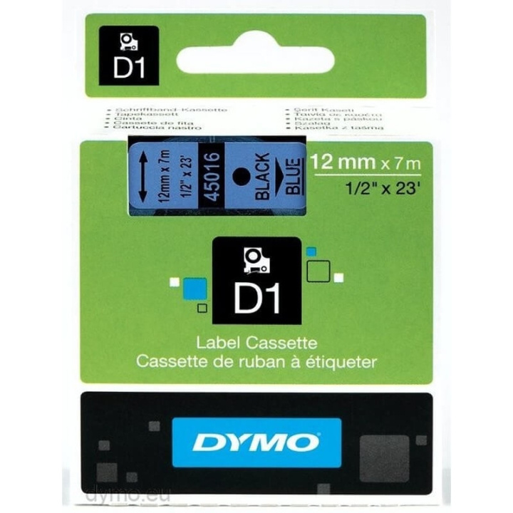 dymo Ribbon S0720560 45016 12mm Black on Blue in the group COMPUTERS & PERIPHERALS / Printers & Accessories / Printers / Label machines & Accessories / Tape at TP E-commerce Nordic AB (C12698)