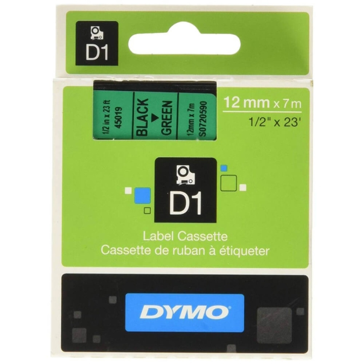 dymo Ribbon S0720590 45019 12mm Black on Green in the group COMPUTERS & PERIPHERALS / Printers & Accessories / Printers / Label machines & Accessories / Tape at TP E-commerce Nordic AB (C12701)