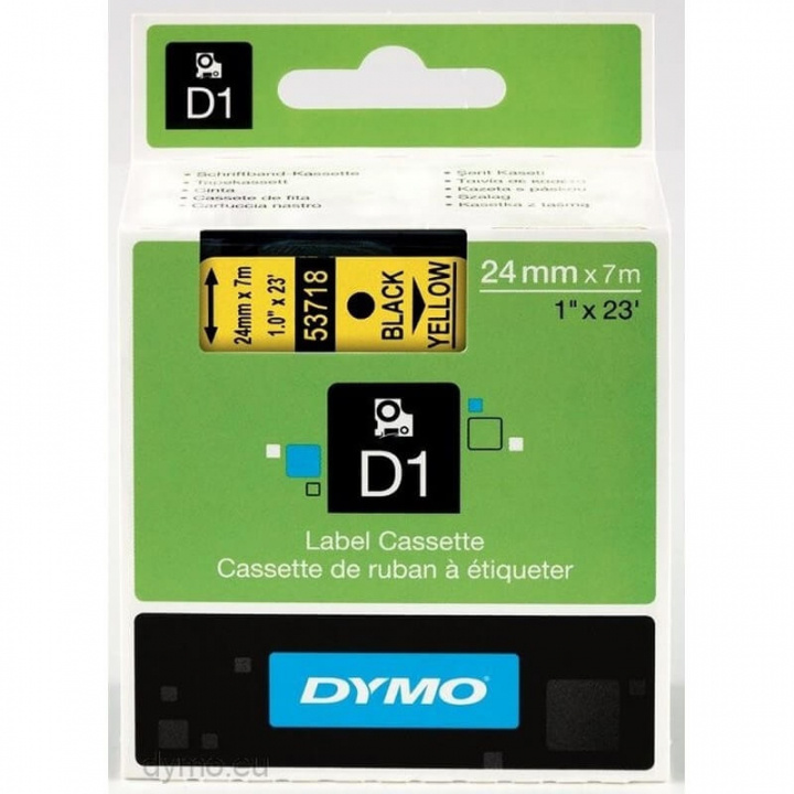dymo Ribbon S0720980 53718 24mm Black on Yellow in the group COMPUTERS & PERIPHERALS / Printers & Accessories / Printers / Label machines & Accessories / Tape at TP E-commerce Nordic AB (C12710)