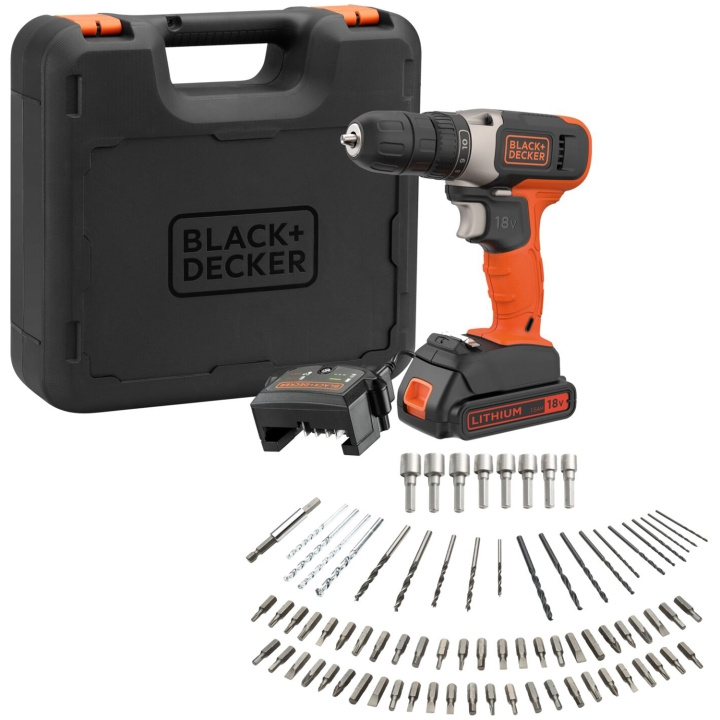 Black & Decker Skruvdragare 18V med tillbehör & Väska in the group HOME, HOUSEHOLD & GARDEN / Tools / Screwdrivers at TP E-commerce Nordic AB (C12972)