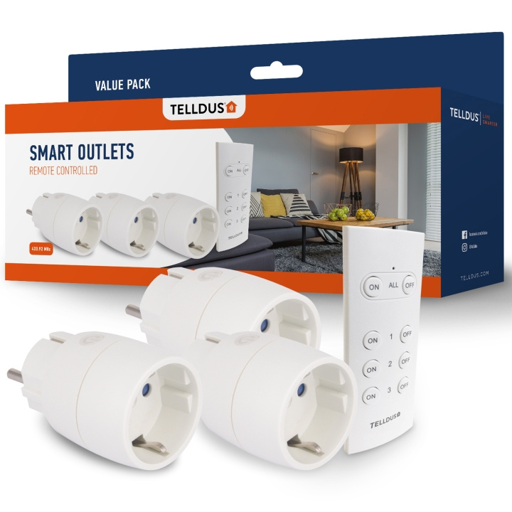 Telldus On/Off-uttag Slim 433 3-pack in the group HOME, HOUSEHOLD & GARDEN / Smart home / Smart plugs at TP E-commerce Nordic AB (C13046)