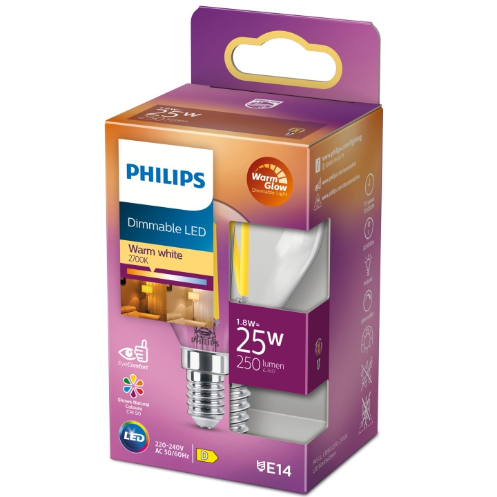Philips LED E14 Klot 1,8W (25W) Klar Dim WarmGlow 250 in the group HOME ELECTRONICS / Lighting / LED lamps at TP E-commerce Nordic AB (C13210)
