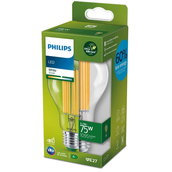 Philips LED E27 Normal 75W Klar 1095lm Energiklass A in the group HOME ELECTRONICS / Lighting / LED lamps at TP E-commerce Nordic AB (C13217)