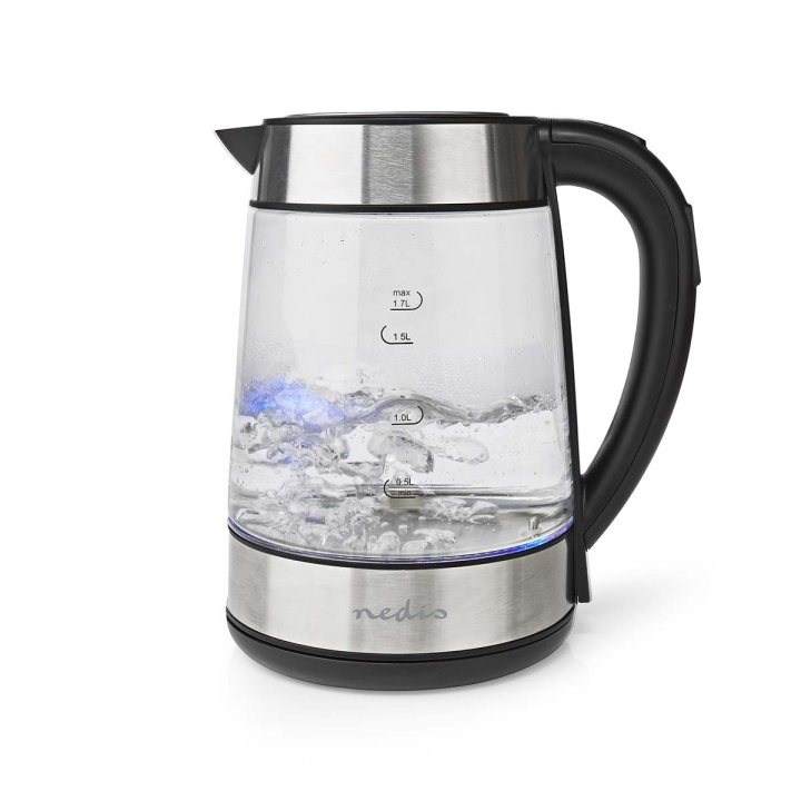 Nedis SmartLife Electric Kettle | Wi-Fi | 1.7 l | Glass | 40,60,70,80,90,100 °C | Temperature indicator | Rotatable 360 degrees | Concealed heating element | Strix® controller | Boil-dry protection | Android™ / IOS in the group HOME, HOUSEHOLD & GARDEN / Household appliances / Water & Juice / Kettles at TP E-commerce Nordic AB (C13570)