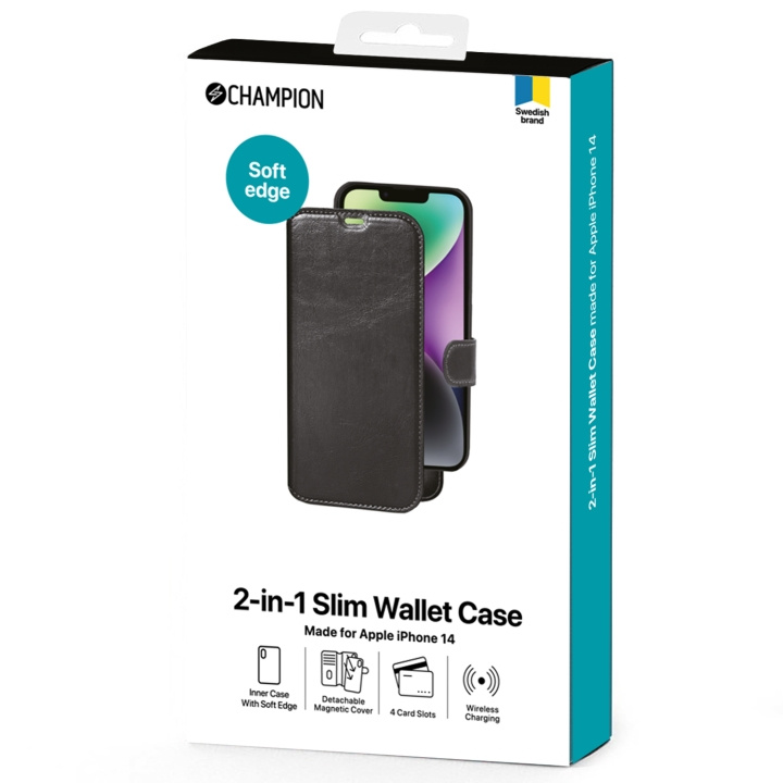 Champion 2-in-1 Slim wallet för iPhone 14 in the group SMARTPHONE & TABLETS / Phone cases / Apple / iPhone 14 at TP E-commerce Nordic AB (C13578)