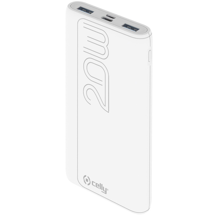 Celly PowerBank PD 20W 10.000 mAh Vit in the group SMARTPHONE & TABLETS / Chargers & Cables / Powerbanks at TP E-commerce Nordic AB (C13591)