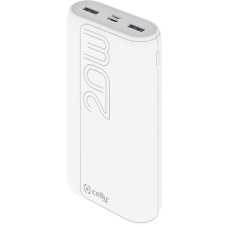 Celly PowerBank PD 20W 20.000 mAh Vit in the group SMARTPHONE & TABLETS / Chargers & Cables / Powerbanks at TP E-commerce Nordic AB (C13593)