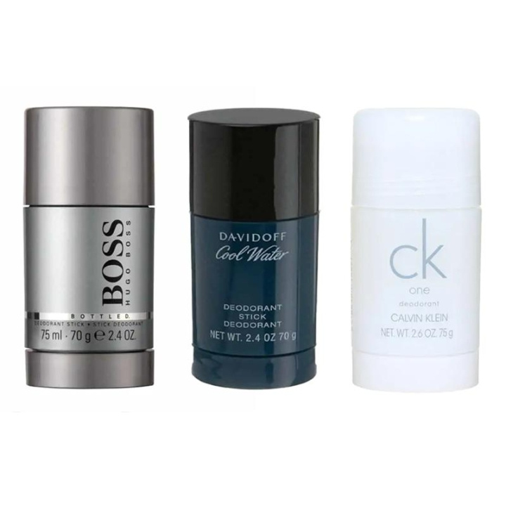 3-pack Boss Bottled + Cool Water + CK One Deostick 75ml in the group BEAUTY & HEALTH / Fragrance & Perfume / Deodorants / Deodorant for women at TP E-commerce Nordic AB (C13873)