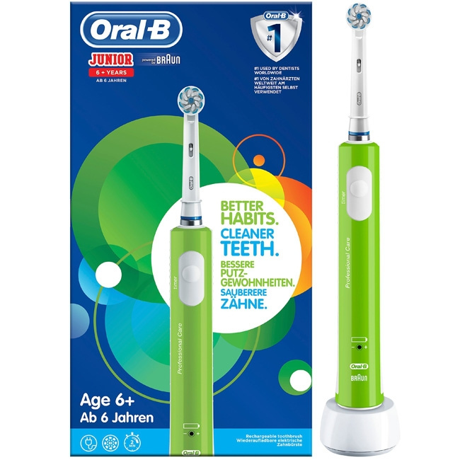 Oral B Eltandborste Junior Green SUT in the group BEAUTY & HEALTH / Oral care / Electric toothbrushes at TP E-commerce Nordic AB (C14106)