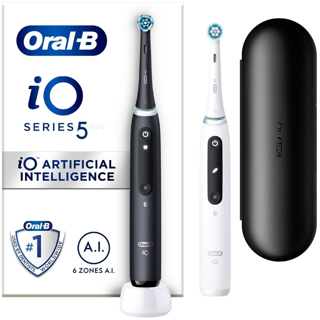 Oral B Eltandborste iO5 Duo Black UCB in the group BEAUTY & HEALTH / Oral care / Electric toothbrushes at TP E-commerce Nordic AB (C14130)